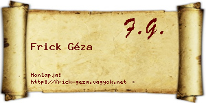 Frick Géza névjegykártya